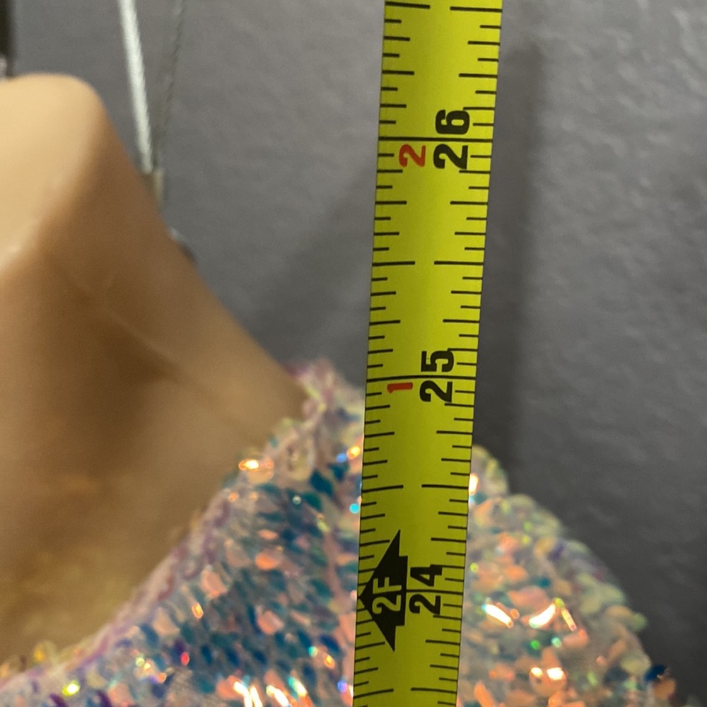FREE PEOPLE - blouse: l/s w translucent sequins, lined, cowl draped rear - XL - Picture 8 of 16